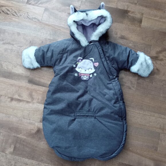 Souris Mini Baby Girl Puffer Carbag Pram Bag Snowsuit Bunting 6 M - Picture 1 of 11